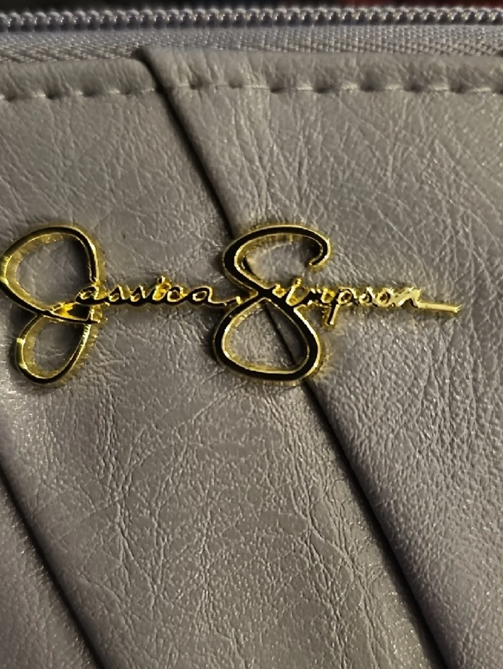 Jessica Simpson Gray Quilted Zip-Around Wallet with Gold Logo